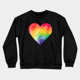 Rainbow Heart Watercolor Rainbow Gradient T-Shirt Crewneck Sweatshirt